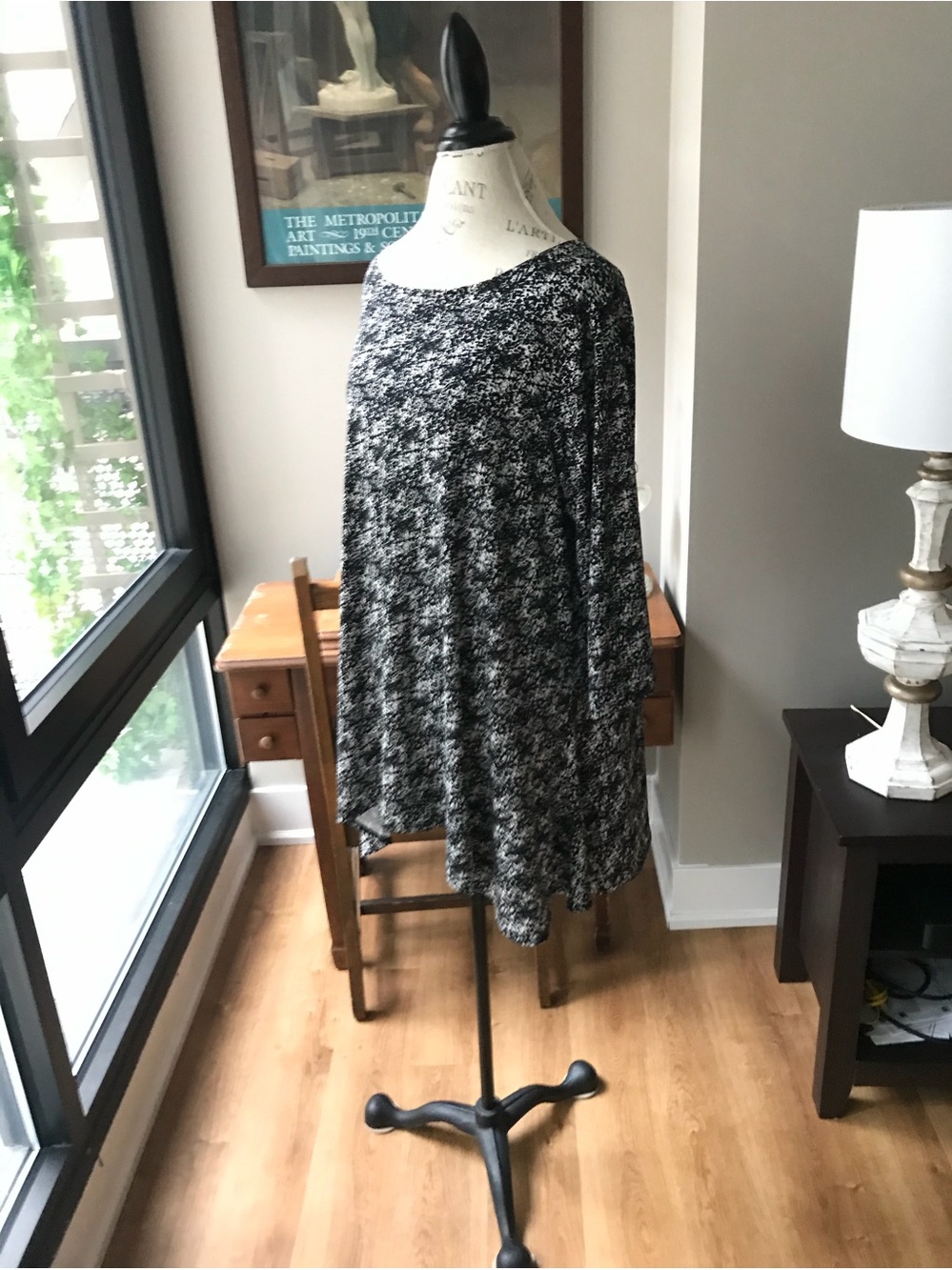Alfani Black & White Asymmetric Long Sleeve Dress Sz 2XL